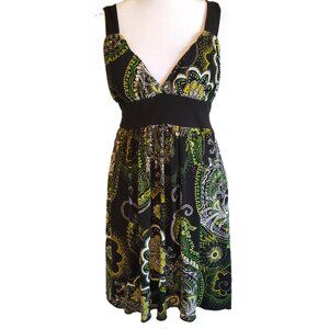 Speechless Paisley Babydoll Dress Sz M Green Yellow Black 90s Y2K Whimsigoth